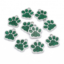 Підвіски Відбиток Лапи, Сплав, Емаль, Колір: Темно-зелений, Розмір: 17.7х16.6х2мм, Отвір: 2мм, (13WB27874)