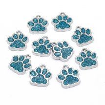 Підвіски Відбиток Лапи, Сплав, Емаль, Колір: Блакитний, Розмір: 17.7х16.6х2мм, Отвір: 2мм, (13WB27875)