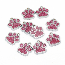 Підвіски Відбиток Лапи, Сплав, Емаль, Колір: Рожевий, Розмір: 17.7х16.6х2мм, Отвір: 2мм, (13WB27876)