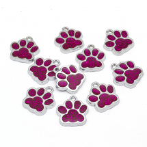 Підвіски Відбиток Лапи, Сплав, Емаль, Колір: Орхідея, Розмір: 17.7х16.6х2мм, Отвір: 2мм, (13WB27878)
