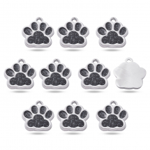 Wisiorki Zawieszki Odcisk Łapy Stop i Emalia, Czarny, 17.7x16.6x2mm, Otwór 2mm, 10szt (13WB27879)
