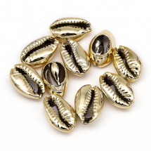 Морські Ракушки Каурі, УФ-покриття, Золото, без Отвору, 13-16х8-11х5-6мм, (13WB27774)