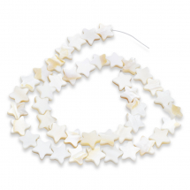 Koraliki Rzeczne z Masy Perłowej, Niebarwione, Gwiazdka, Biały, 9.5x10x3mm, 40szt/34cm/sznur (13WB27777)