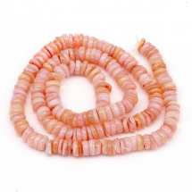 Намистини з Морських Мушель, Самородок, Колір: Рожевий, Розмір: 4.9-6x0.4-6мм, Отвір 1.4мм, близько 165шт/40см/нитка, (13WB27781)