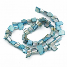 Koraliki z Muszli Rzecznych, Niebieski, 8-17.5x5-8x5mm, Otwór: 1mm, około 38szt / 38cm / sznur (13WB27793)