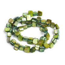 Koraliki z Muszli Rzeczne, Żółto-Zielone, 8-17.5x5-8x5mm, Otwór 1mm, około 40szt/40cm/nić, (13WB27795)