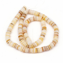 Намистини з Річкових Мушель, Диск, Колір: Пшеничний, Розмір: 5-6х1.5-3мм, Отвір 0.8мм, близько 200шт/28см/нитка (13WB27800)