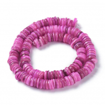 Намистини з Річкових Мушель, Плоскі Круглі, Колір: Орхідея, Розмір: 8-8.5x1-3мм, Отвір 1мм, близько 182шт/39см/нитка, (13WB27819)