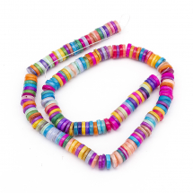 Намистини з Річкових Мушель, Плоскі Круглі, Колір: Мікс, Розмір: 8-8.5x1-3мм, Отвір 1мм, близько 182шт/39см/нитка, (13WB27821)