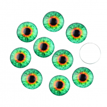 Kaboszony Oczka Szklane do Rękodzieła, Okrągłe, Jasnozielony, 16x5mm, 10szt (13WB27917)