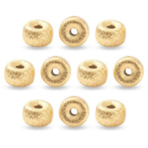 Koraliki Mosiądz, Powłoka Odporna, Pozłacane 18K, Okrągły, Płaski, 6x4mm, Otwór 1.2mm, 10szt (13WB28259)
