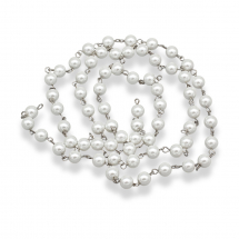 Łańcuch z Koralikami Metal i Szkło 15.5x8-8.5mm Kolor: Biały Długość łańcuszka 1m (13WB28397)