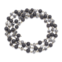 Łańcuch z Koralikami Metal i Labradoryt 2-14x8-8.5mm Kolor: Szary Długość łańcuszka 1m (13WB28399)