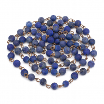 Łańcuch z Koralikami Mosiądz i Lazurit 14x6.5mm Kolor: Miedź Długość łańcuszka 1m (13WB28401)