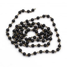 Łańcuch z Koralikami Metal i Szkło 3x5mm Koraliki: 6mm Kolor: Czarny Długość łańcuszka 1m (13WB28404)