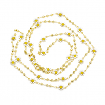 Łańcuszek z Koralikami Mosiądz i Emalia 13x7.5x2mm Kolor: Złoto Długość łańcuszka 1m (13WB28415)