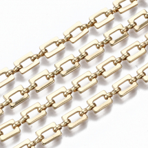 Ланцюг Латунний, Прямокутний, Непаяний, Колір: Світле Золото, Розмір: 6.5х4.6х1мм та 5.8х2.5х1.2мм, (13WB28419)