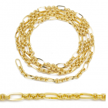 Łańcuszek Mosiądz, do Rękodzieła i Biżuterii, 18K Pozłacany, 12x6x1.5mm i 5x2mm, 1m/szpula (13WB28420)