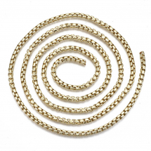 Ланцюг Латунний, Паяний, Стійке Покриття, Колір: Світле Золото, Розмір: 4х3х2мм, (13WB28421)