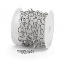 Ланцюг Латунний, Непаяний, Текстурний. Стійке Покриття Платиною, Розмір: 9.5x7x1.5мм, (13WB28425)