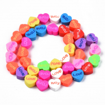 Koraliki Glina Polimerowa Handmade Serce Kolor: Mix Rozmiar: 8-9x9-9.5x4-5mm około 40szt/35cm/nic (13WB28529 )