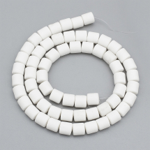 Koraliki Glina Polimerowa, Handmade, Kolumna, Kolor: Biały, Rozmiar: 6.5x6mm, około 58szt/38cm/nic (13WB28535)