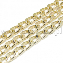 Łańcuszek Skręcany Aluminium 16x9.5x2.3mm Kolor: Jasnozłoty Długość łańcuszka 1m (13WB28448)