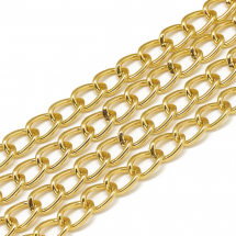 Łańcuszek Aluminiowy, Skręcany, Niespawany, Kolor: Złoty, 9x6x1.4mm, Długość łańcuszka 2 m (13WB28450)