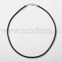 Baza do Naszyjnika Skóra Naturalna Mosiężne Czarny 66cm, 3mm, 1szt (13WB28524)