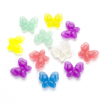 Koraliki Akrylowe Świecące w Ciemności, Motylek, Mix, 17.5x21x6mm, otwor 1.8mm, 10szt (13WB28624)