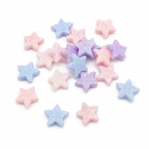 Koraliki Akrylowe Nieprzeźroczyste, Gwiazda z Brokatem, Mix, 13.5x14.5x4mm, otwor 1.6mm, 20szt (13WB28627)