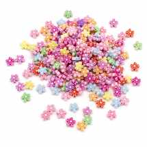 Koraliki Akrylowe, Kwiatek, Kraft Styl, Mix, 9x5mm, otwor 2mm, około 250szt/50g (13WB28628)