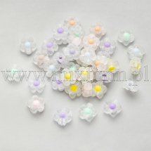 Koraliki Akrylowe, Matowe, Koralik w Koraliku, Kwiatek, Mix, 12x12.5x6mm, około 50szt/25g (13WB28633)