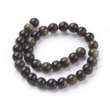 Koraliki Naturalny Złoty Obsydian Okrągły Średnica: 6mm otwór 1mm około 30szt/18cm/nic (13WB28676)