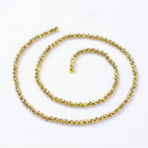 Koraliki Syntetyczne Hematyt Fasetowane Okrągłe Powłoka Próżniowa Złota Średnica: 3mm około 135szt/39cm/nic (13WB28677)