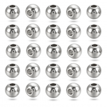 Koraliki Dystansowe, Stal Nierdzewna 304, Okrągłe, 6x5mm, otwor 2mm, 25szt (13WB17220)