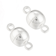Zapięcie Magnetyczne, Mosiądz, Okrągły, Srebrny, 11.5x6mm, Otwór 1.2mm, 2szt (13WB28823)