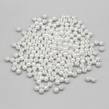 Koraliki Akrylowe, Imitacja Perły, Błyszczące, Barwiony, Okrągły, Kolor: Biały, 6x5.5mm, około 210szt/25g (2WB30198)