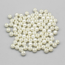 Koraliki Akrylowe, Imitacja Perły, Błyszczące, Okrągły, Kość Słoniowa, 8x7.5mm, około 90szt/25g (2WB30211)