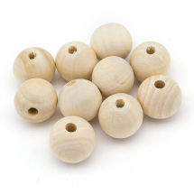 Koraliki Naturalne Drewniane, Surowe, Okrągłe, Kolor: Beżowy, 25mm, 10szt (13WB25031)