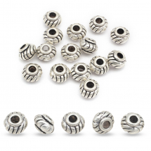 Koraliki Dystansowe, Przekładki, Biżuteria Stop, Rondel, Antyczne Srebro, 6x4mm, 20 szt (3WB3385)
