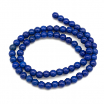 Намистини Синтетична Бірюза, Круглі, Пофарбовані, Синій, 6мм, Отвір 1мм, близько 67шт/40см/нитка, (3WB3513)