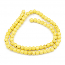 Koraliki Syntetyczny Turkus Okrągłe, Barwione, Żółte, 6mm, otwór 1mm, około 67szt/40cm/sznur (3WB3521)