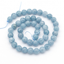 Koraliki Naturalny Kwarc Okrągły, Imitacja Akwamarynu, Niebieski, 8mm, około 43szt/36cm/sznur (3WB3613)