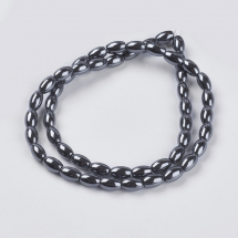 Koraliki Syntetyczne Hematyt, Niemagnetyczne, Owal, Kolor: Czarny, 5x3mm, około 78szt/39cm/nic (13WB11257)