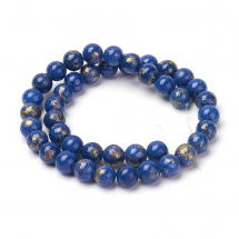 Koraliki Naturalny Nefryt Mashan z Złotym Napylaniem, Okrągłe, Niebieskie, 8mm, około 48szt/sznur (13WB13926)
