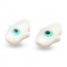 Koraliki Masa Perłowa Rzeki, Dłoń Hamsa, Kremowy, 15~16x10~12x4~5mm, Otwór 1mm, 2 szt (13WB14049)