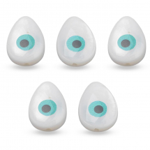 Koraliki Masa Perłowa Rzeki Kropla, Oko, Kremowobiałe, 13x9x5mm, Otwór 1mm, 5szt (13WB14060)