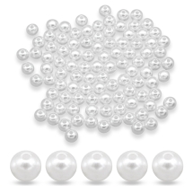 Koraliki Akrylowe, Imitacja Perły, Błyszczące, Barwiony, Okrągły, Biały, 8mm, około 90szt/25g (13WB14129)