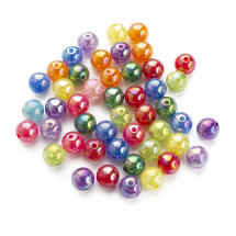 Koraliki Akrylowe Bubblegum Crackle, Tęczowy, Przezroczyste Okrągłe, Mix, 10mm, 40szt/25g (13WB14247)